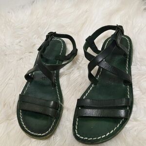 Gianluca Ankle Strap Green leather Sandal EUR 34 or US5🌴